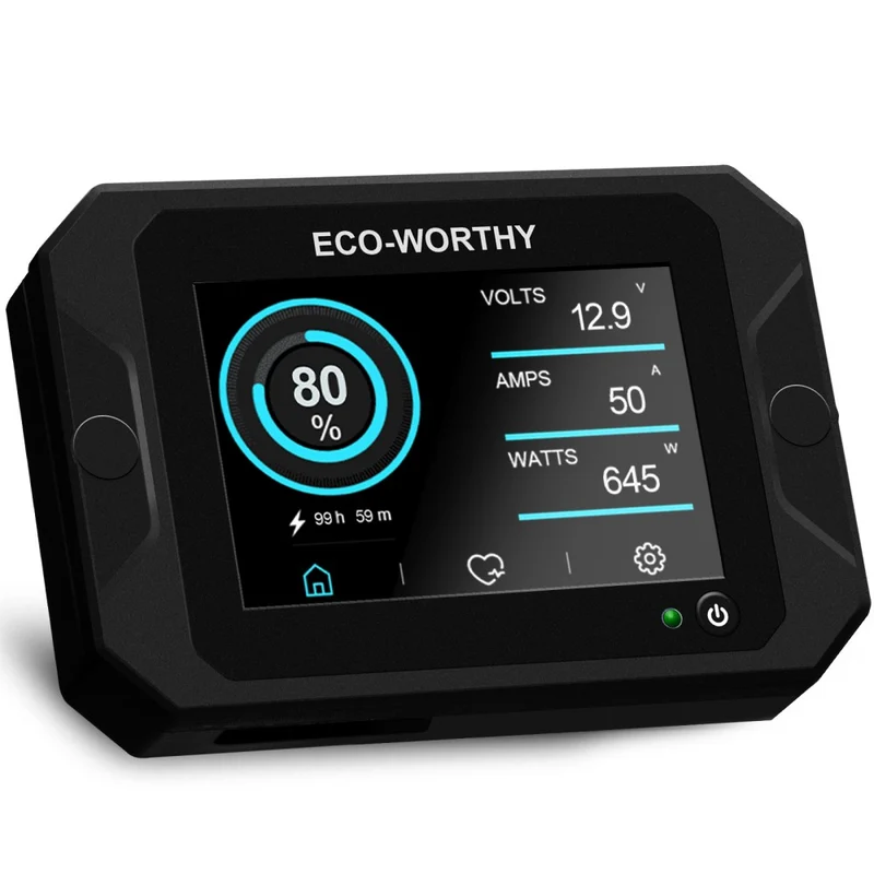 ECO-WORTHY 300A 3,5" berührbares Display Battery Monitor mit Hall-Sensor für AGM und Lithium Batterien (LiFePO4)
