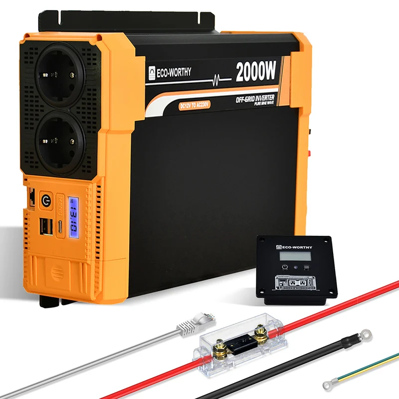 12V 2000W Solar Wechselrichter Reiner Sinus DC 12V AC 230V