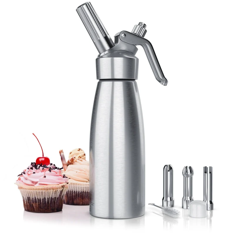 Sahnespender 500ml – Edelstahl, für Schlagsahne, Mousse & Espuma, 8g Gaskartusche