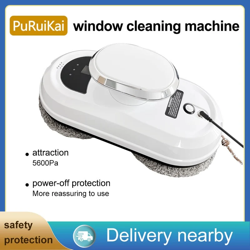J-HCR-01 PuRuiKai Electric Window Cleaner Robot - Strong Suction, Remote Control Smart Glass Cleaner for Windows, Tiles, Glass Doors