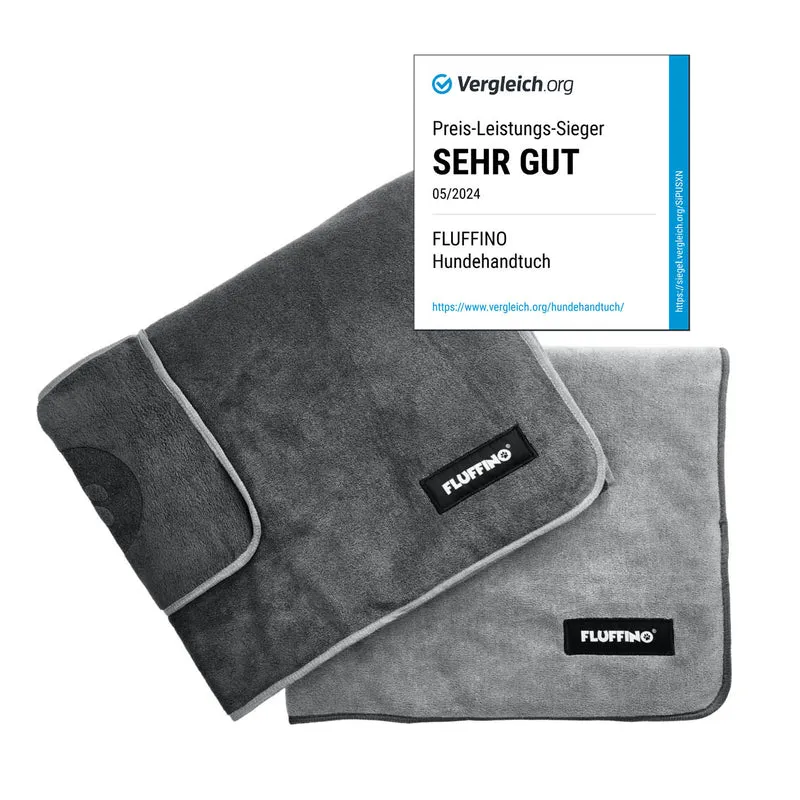 Hundehandtuch Mikrofaser – 2er-Pack - 90 x 50 cm- Grau