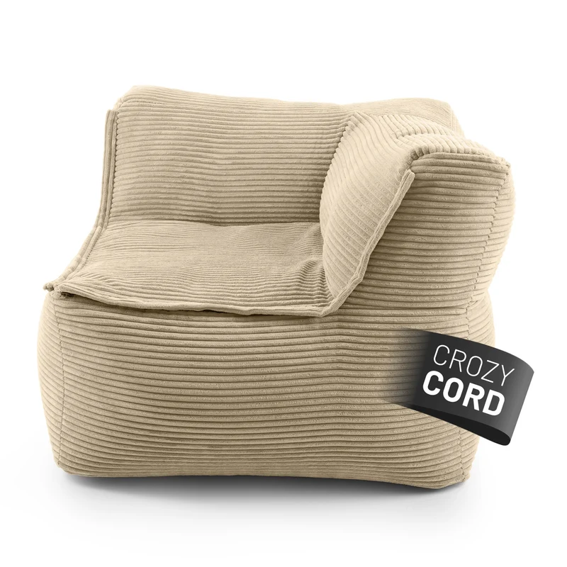 Modulares Eckteil rechts aus der LUMALAND Cord-Reihe - 340 L - 81 x 81 x 70 cm - Beige