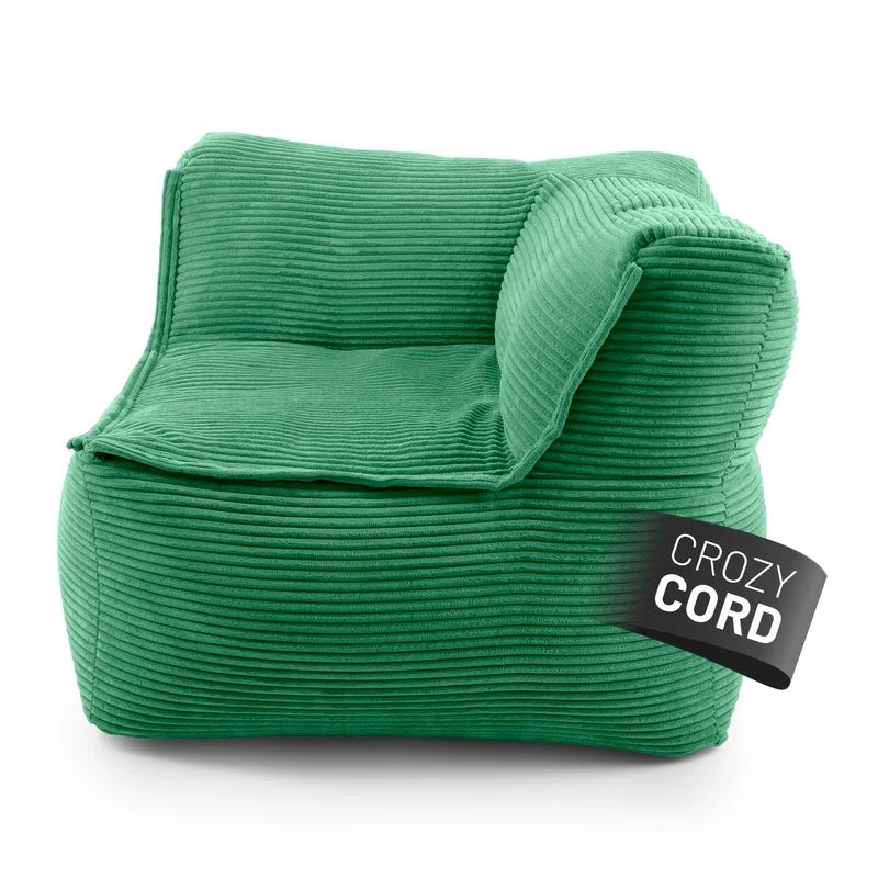 Modulares Eckteil rechts aus der LUMALAND Cord-Reihe - 340 L - 81 x 81 x 70 cm - Dunkelgrün