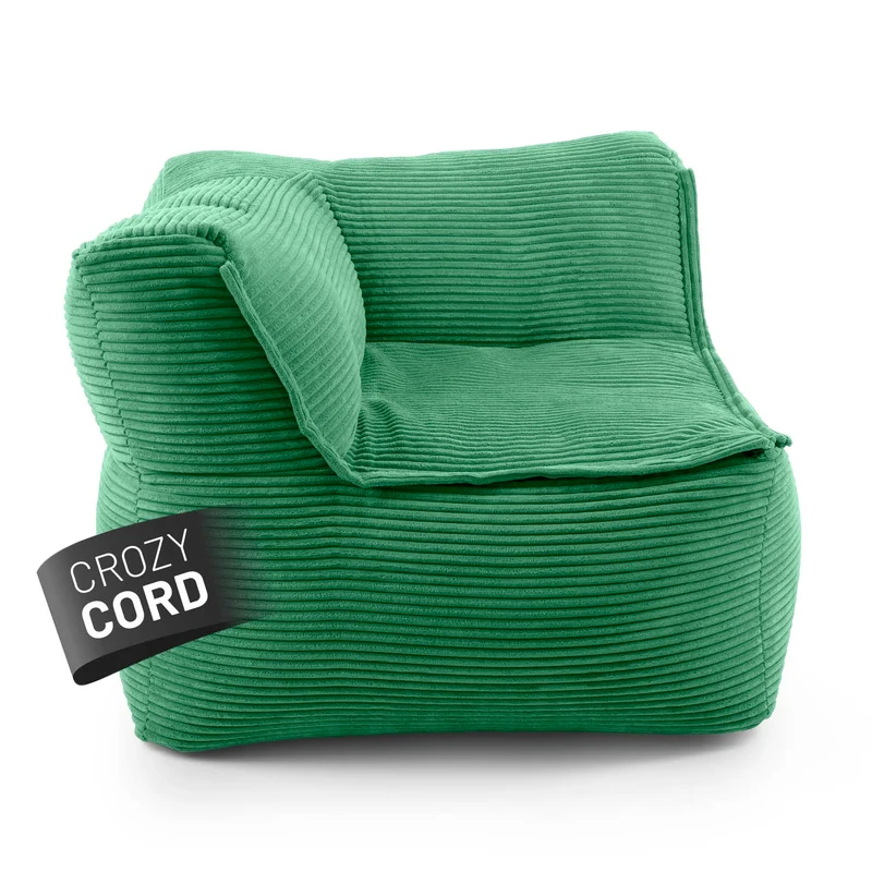 Modulares Eckteil links aus der LUMALAND Cord-Reihe - 340 L - 81 x 81 x 70 cm - Dunkelgrün
