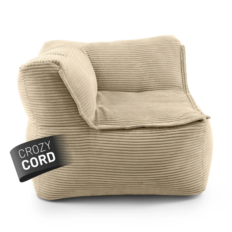Modulares Eckteil links aus der LUMALAND Cord-Reihe - 340 L - 81 x 81 x 70 cm - Beige