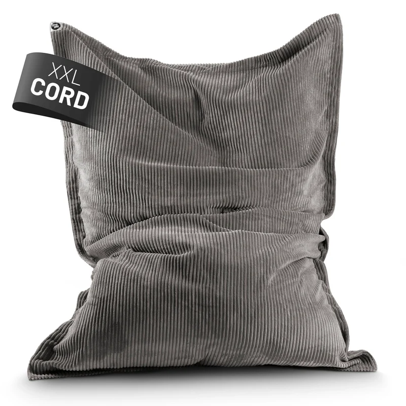 Sitzsack Classic XXL aus der LUMALAND Cord-Reihe - 380 L - 140 x 180 cm - Grau