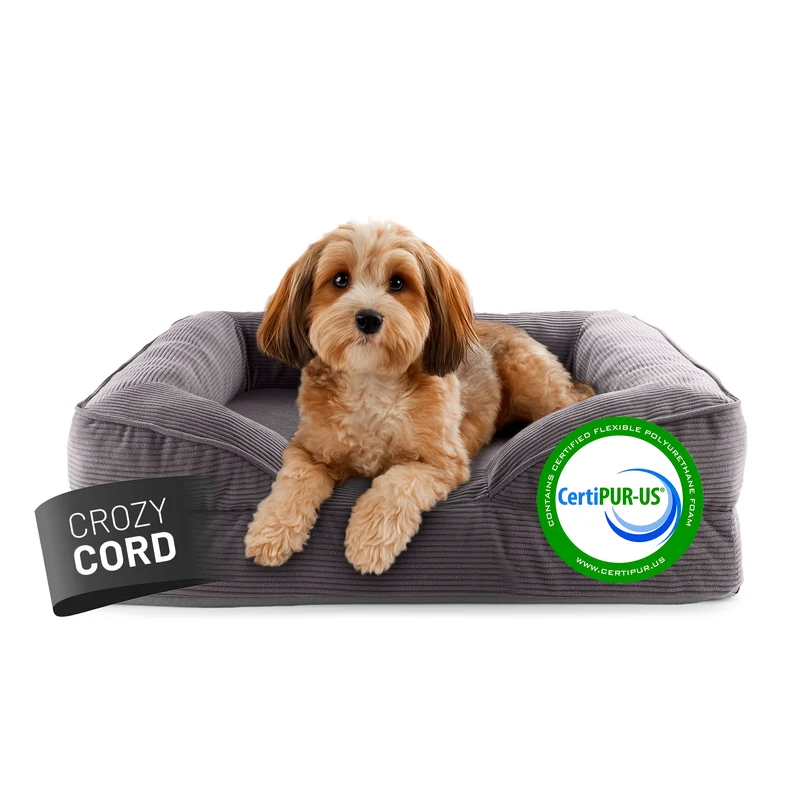Komfort-Hundebett aus der LUMALAND Cord-Reihe - Gr. S - 70 x 60 cm - Grau