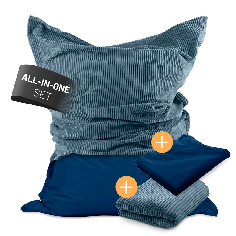 Sitzsack Classic XXL All-in-One Set - 380 L - 140 x 180 cm - Navyblau