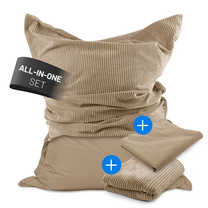 Sitzsack Classic XXL All-in-One Set - 380 L - 140 x 180 cm - Beige