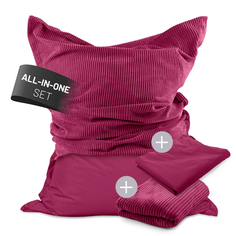Sitzsack Classic XXL All-in-One Set - 380 L - 140 x 180 cm - Weinrot