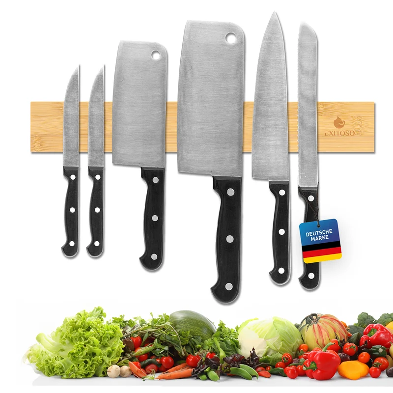 Messer-Magnetleiste - selbstklebend - Bambus - 40 cm