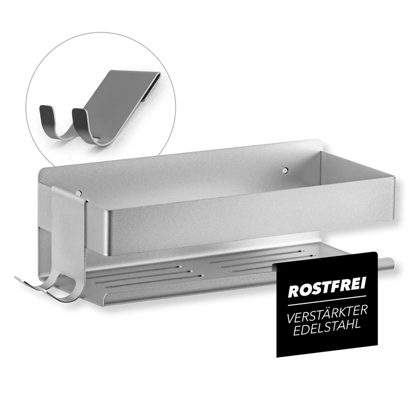 Dusch-Organizer zum Kleben oder Bohren - Silber