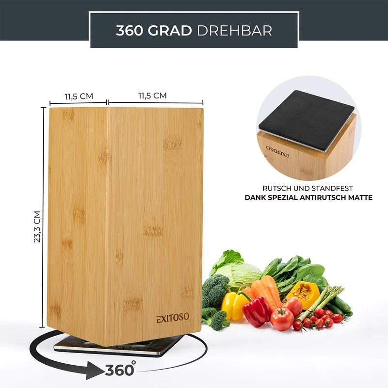 360°-Messerblock - Bambus - für max. 20 Messer