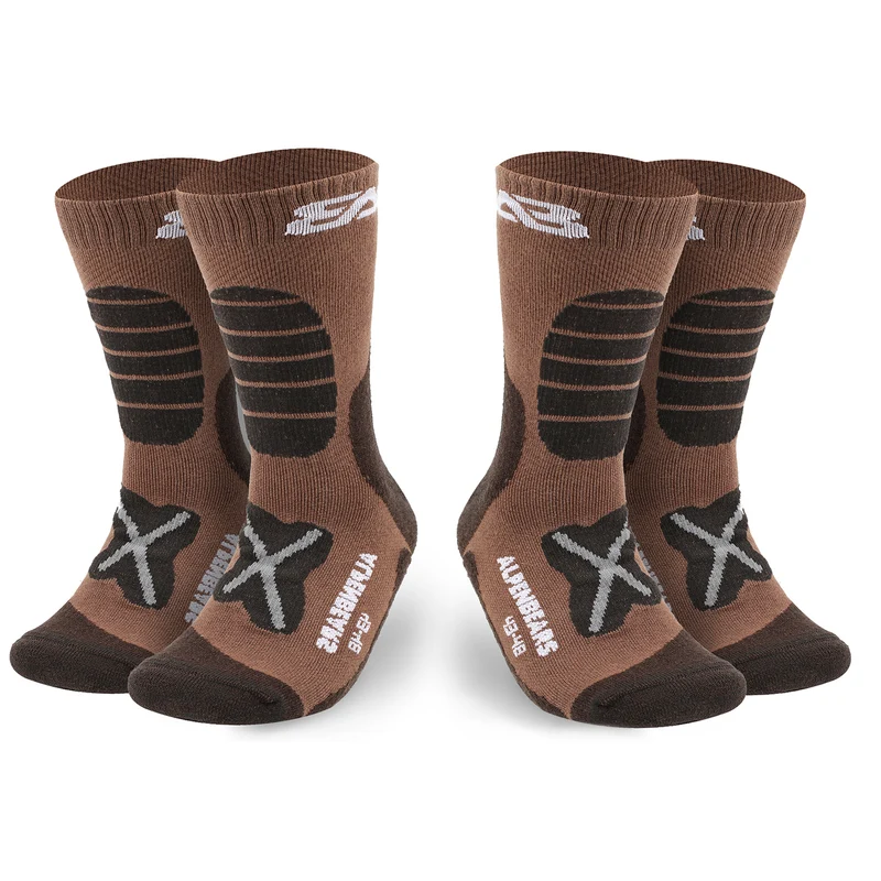 Wandersocken Merino Wolle - 2er-Set - Braun - Größe 39-42