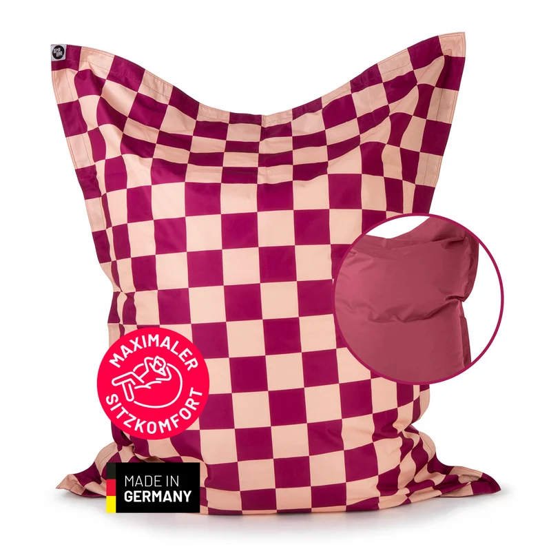 XXL-Sitzsack Karo - Weinrot/Pfirsich