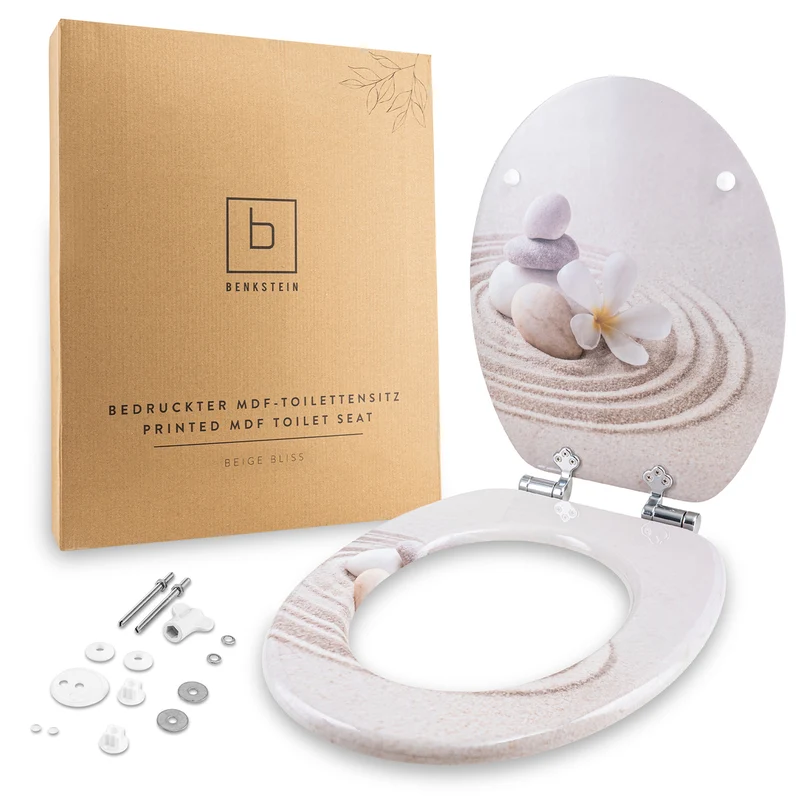 Bedruckter Premium-Toilettendeckel - Beige Bliss