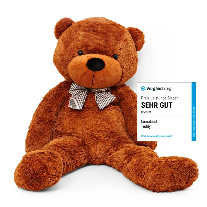 XXL-Teddy mit Knopfaugen - 120 cm - Braun
