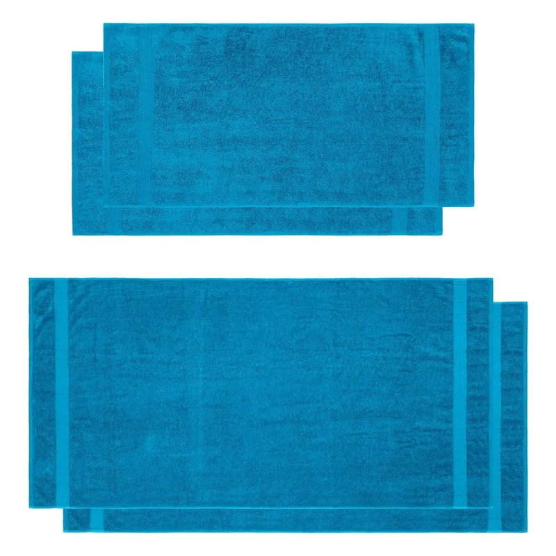 Premium Handtuch-Set - 2 Handtücher (50 x 100 cm) + 2 Badetücher (70 x 140 cm) - Türkis