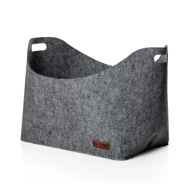 Kaminholztasche aus Filz mit Tragegriff - 40 x 25 x 28 cm - Dunkelgrau