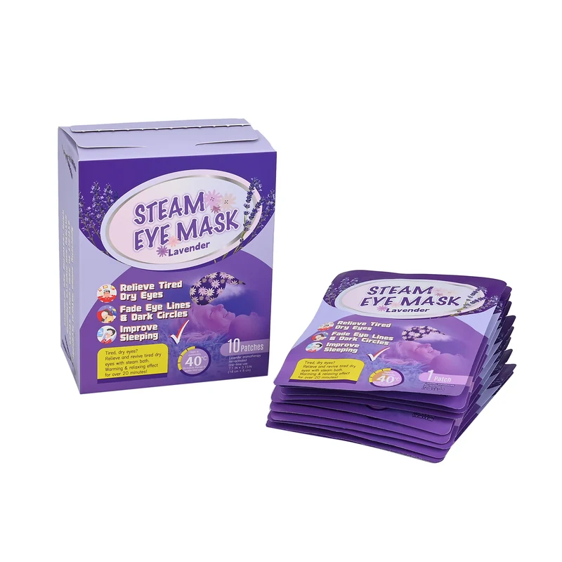 Lavendel-Dampf-Augenmasken, 10er-Pack - Selbstwärmend, entspannend mit Lavendelduft, lindert Trockenheit und Augenringe. Größe 18 x 8 cm