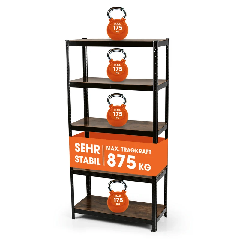 2 in 1 Schwerlastregal & Werkbank - 180 x 90 x 40 cm - Schwarz