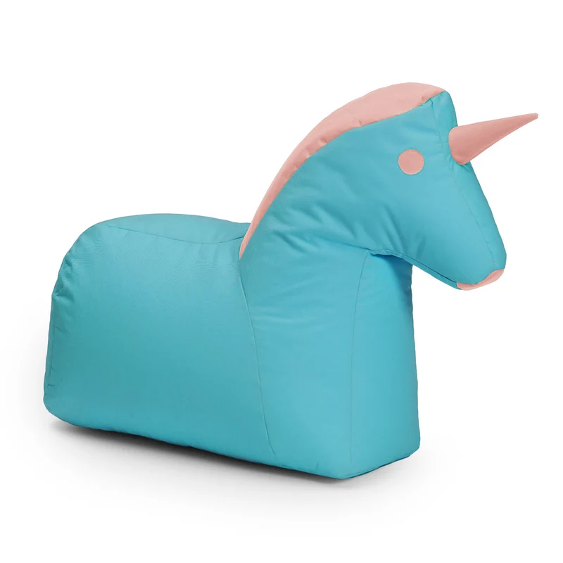 Kindersitzsack Animal Line Einhorn (120 L) - indoor & outdoor - Türkis/Pastell Pink