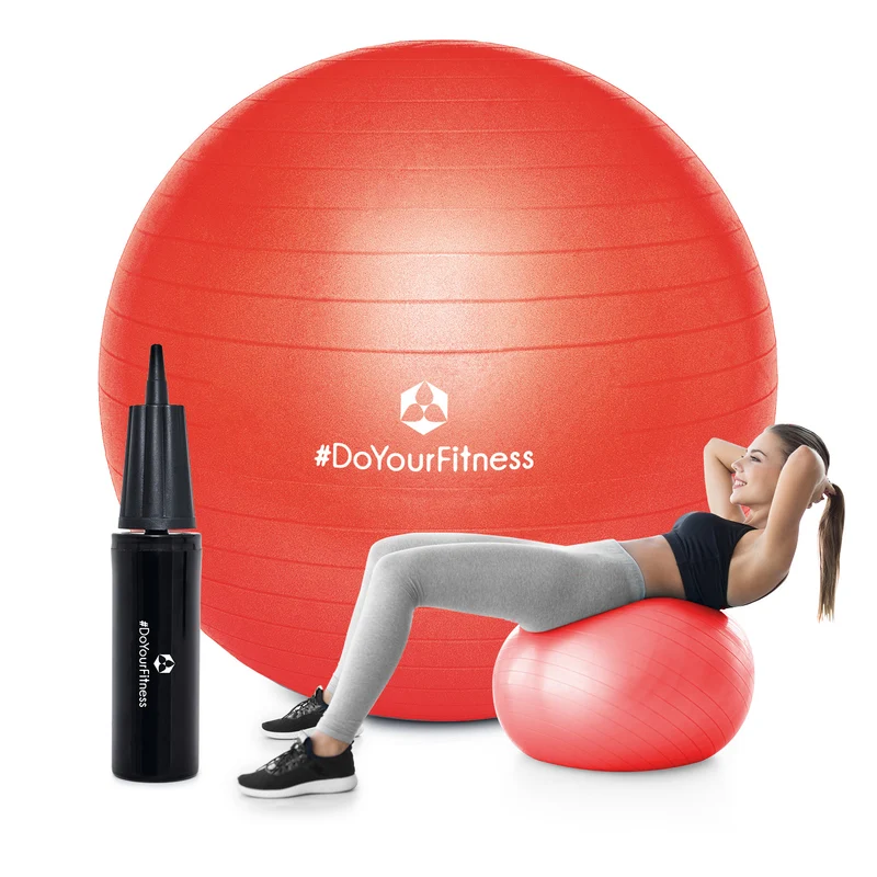 Gymnastikball inkl. Ballpumpe - Fitness Sitzball - Rot - 65 cm