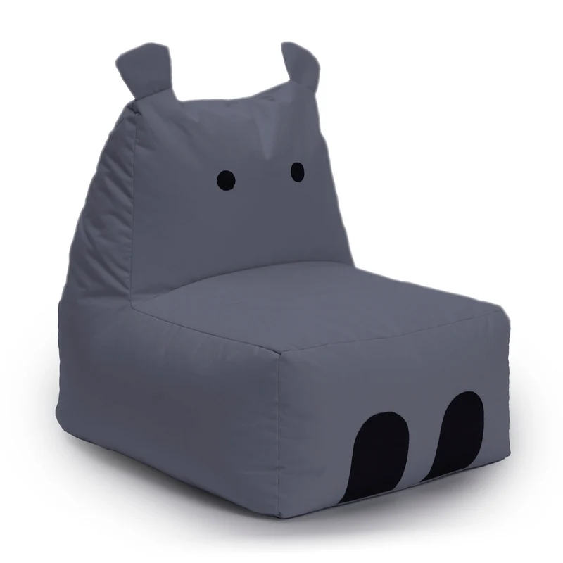 Kindersitzsack Animal Line Hippo (200 L) - indoor & outdoor - Stahlgrau