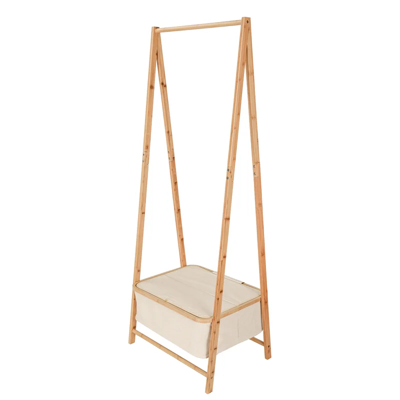 Kleiderständer aus Bambus - 159 x 60 x 45 cm - Beige