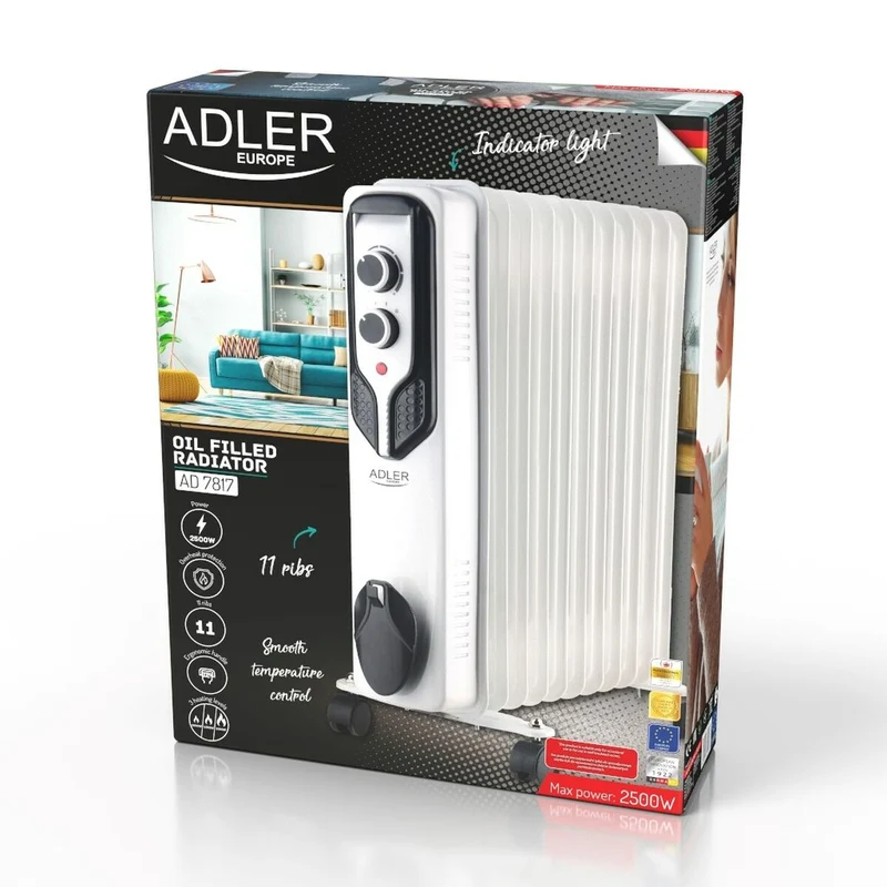 Ölradiator Adler AD 7817 Weiß Schwarz 2500 W