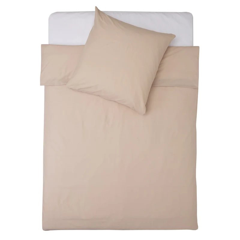 Premium Bettwäsche Everyday - Ganzjahres Bettbezug 155x200 cm & Kissenbezug 80x80 cm - Beige