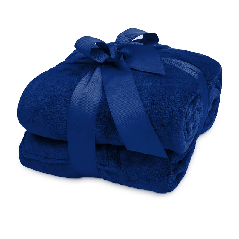 Kuscheldecke - 170x200cm - 50 cm Fußtasche - Sofadecke & Tagesdecke - Blau