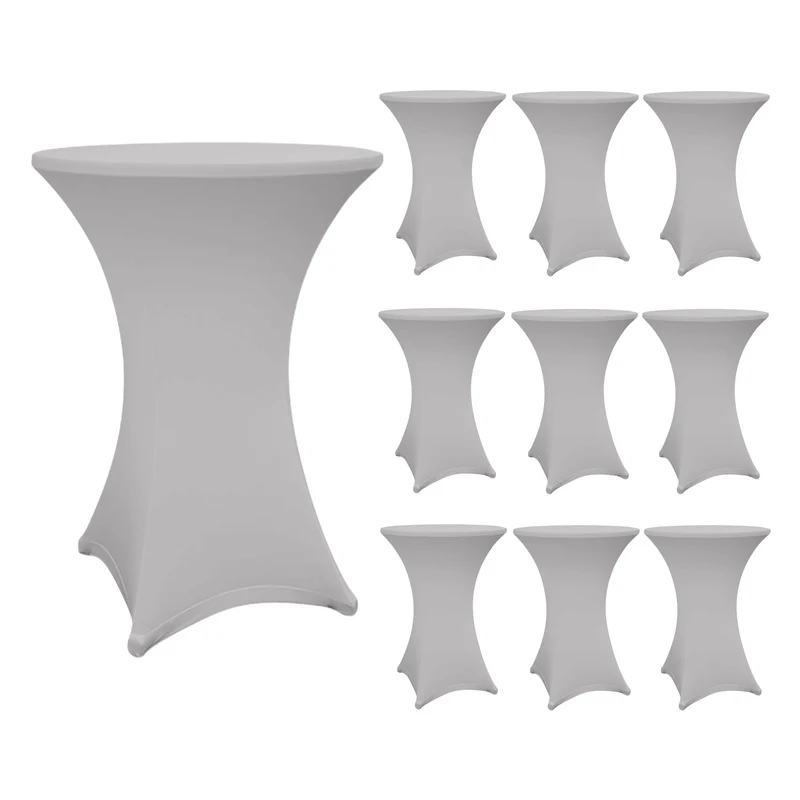 Stehtischhusse - Tisch Bezug - Husse - Ø 80-85 cm - Silbergrau - 10er-Set