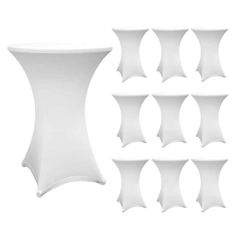 Stehtischhusse - Tisch Bezug - Husse - Ø 70-75 cm - Weiß - 10er-Set