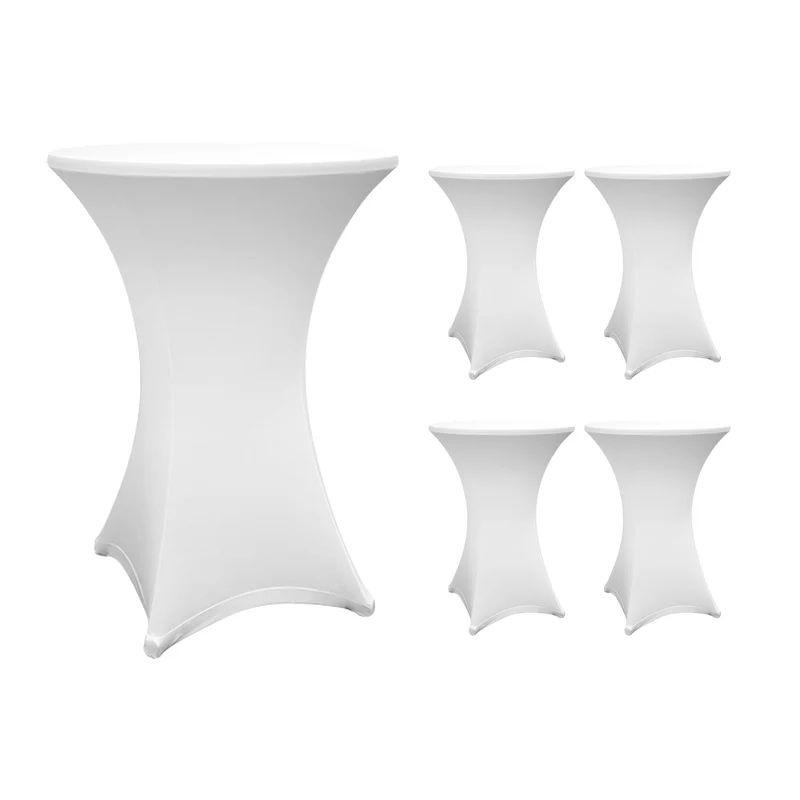 Stehtischhusse - Tisch Bezug - Husse - Ø 80-85 cm - Weiß - 5er-Set