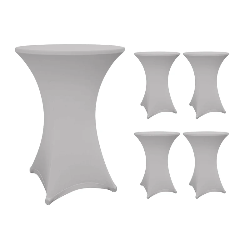 Stehtischhusse - Tisch Bezug - Husse - Ø 70-75 cm - Silbergrau - 5er-Set