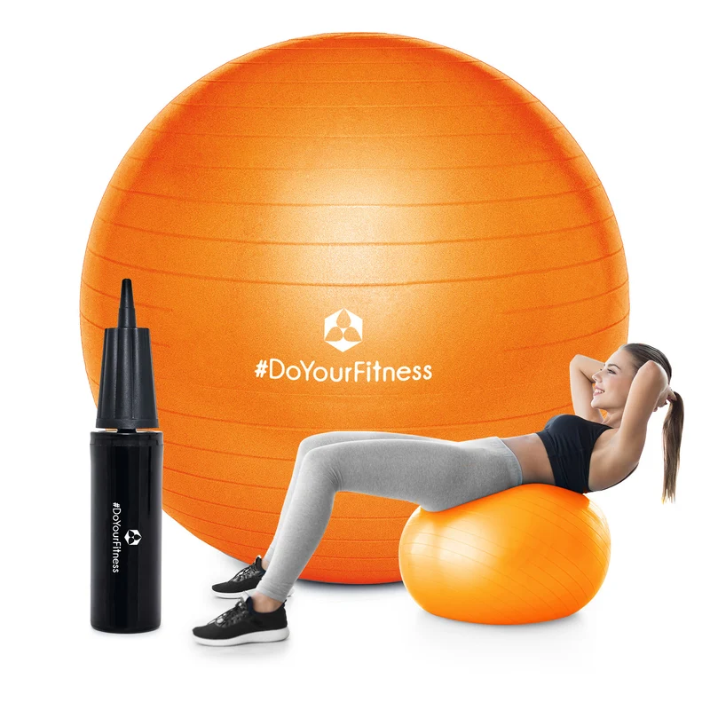 Gymnastikball inkl. Ballpumpe - Fitness Sitzball - Orange - 65 cm