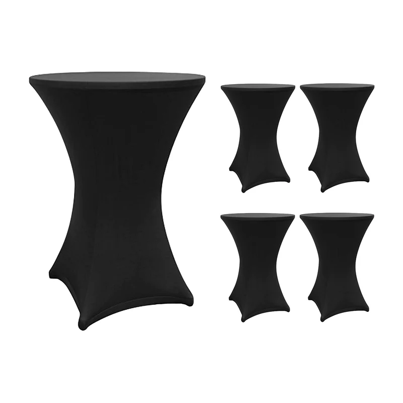 Stehtischhusse - Tisch Bezug - Husse - Ø 80-85 cm - Schwarz - 5er-Set