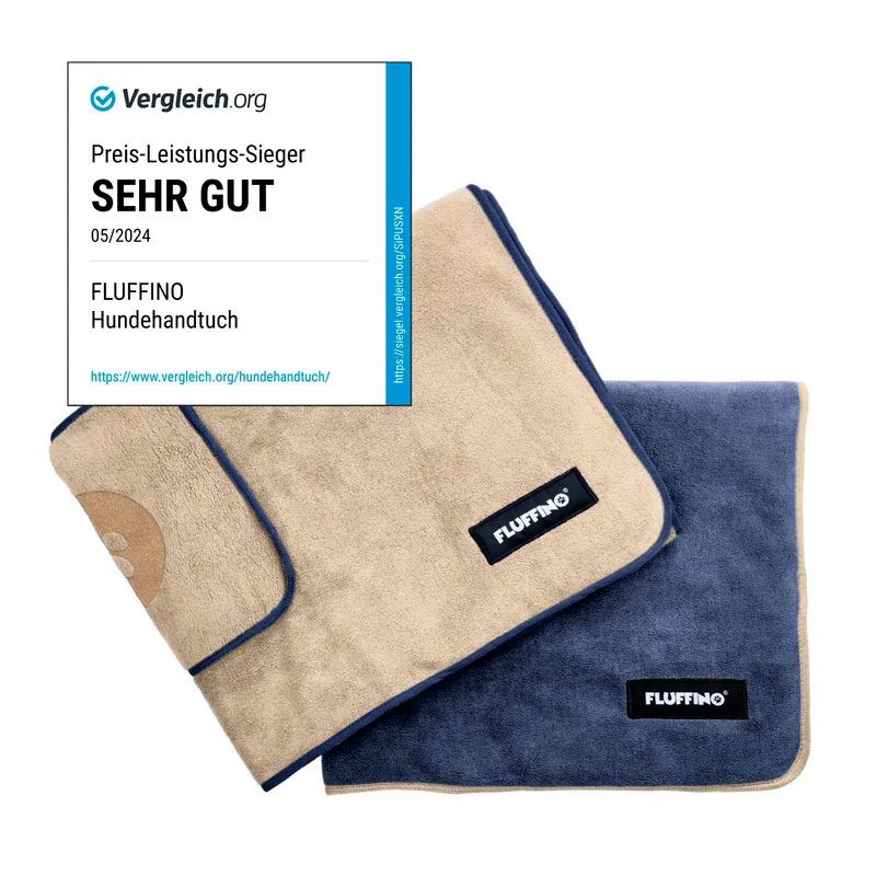 Hundehandtuch Mikrofaser – 2er-Pack - 120 x 70 cm - Beige & Blau
