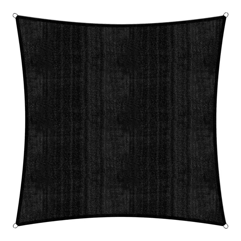 Sonnensegel 100% HDPE mit Stabilisator für UV-Schutz - Quadrat 5 x 5 Meter - Schwarz