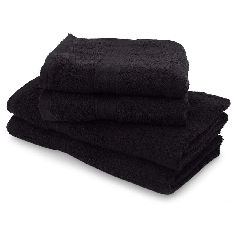 Premium Handtücher 4er-Set - 2 Handtücher 50 x 100 cm + 2 Badetücher 70 x 140 cm - Schwarz