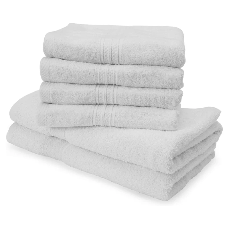 Premium Handtücher 6er-Set - 4 Handtücher 50 x 100 cm + 2 Badetücher 70 x 140 cm - Weiß