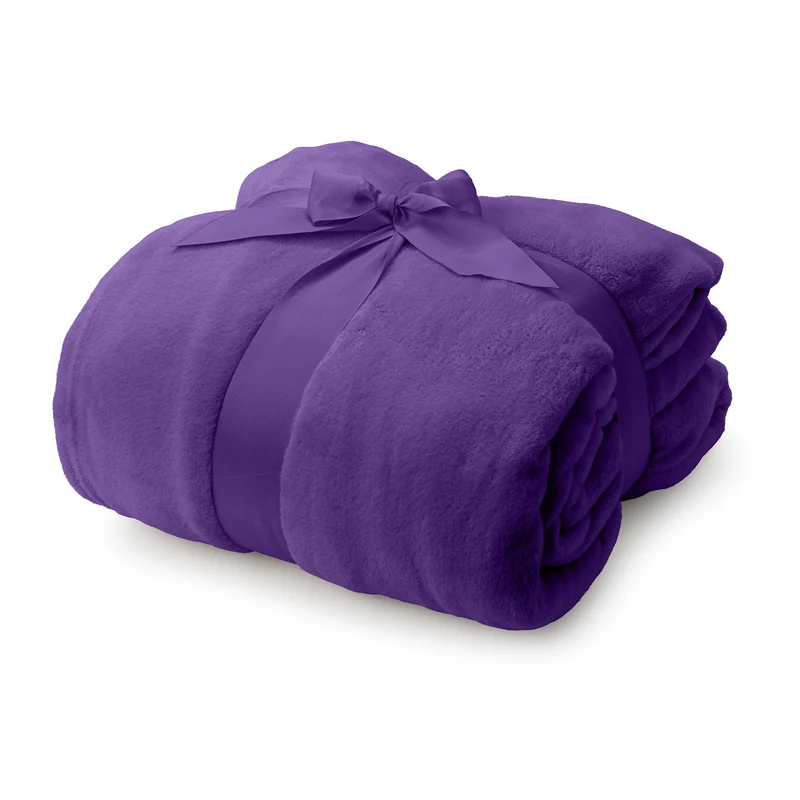 Kuscheldecke mit Ärmeln aus weichem Coral Fleece mit Handytasche + Fußtasche - 150 x 180 + 35 cm - lila