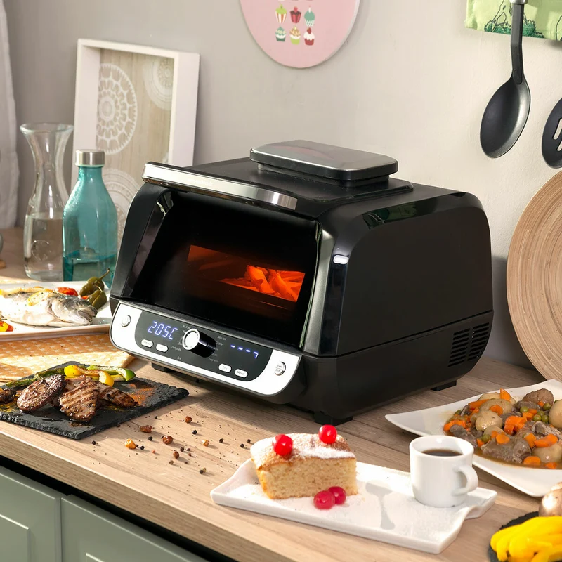 Heißluftfritteuse mit Grill, Zubehör und Rezeptbuch InnovaGoods Fryinn 12-in-1 6000 Black Steel 3400 W 6 L