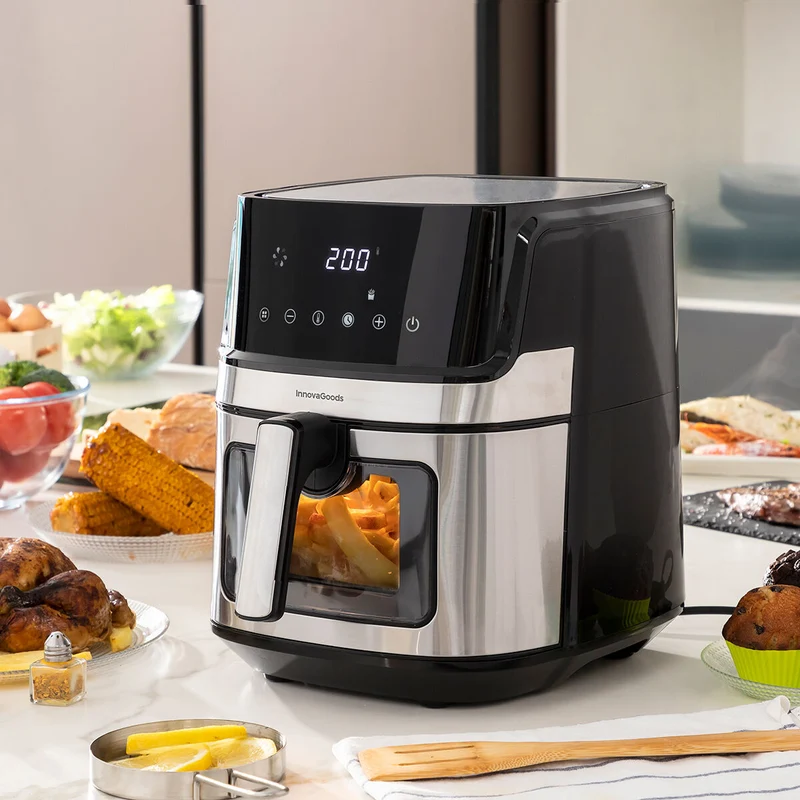 Luftfritteuse InnovaGoods Fryinn View 6500 Schwarz 1700 W 6,5 L Edelstahl