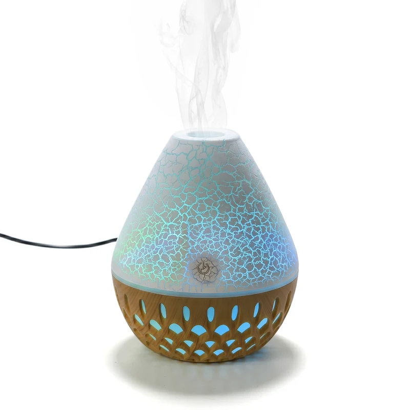 LIVMORE Vulcano Luftbefeuchter und Aromadiffusor mit 7 ätherischen Ölen, LED Farbwechsel, 200ml, Kaffee