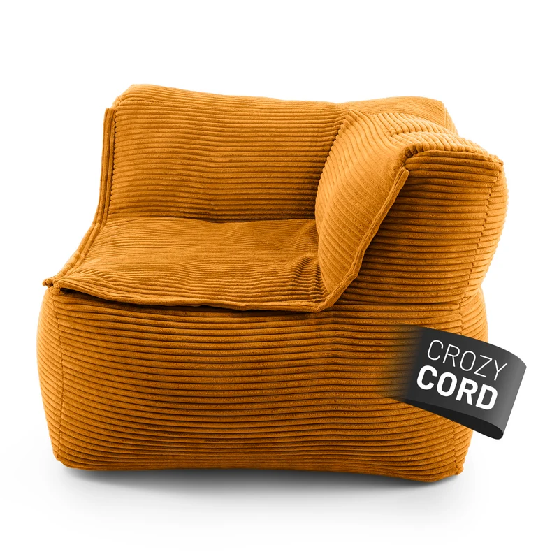 Modulares Eckteil rechts aus der LUMALAND Cord-Reihe - 340 L - 81 x 81 x 70 cm - Senfgelb