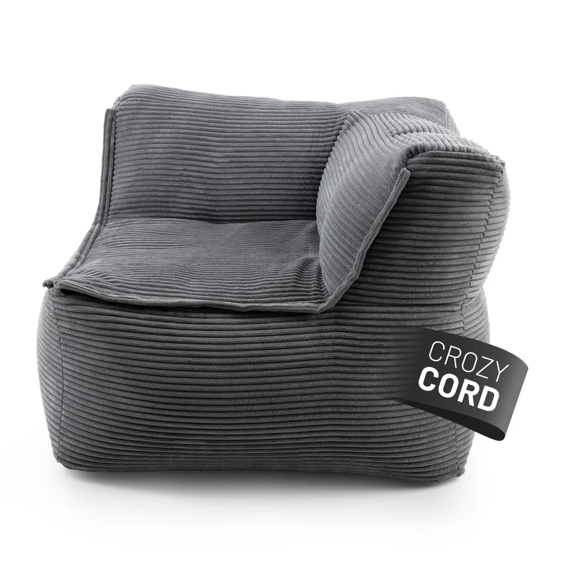 Modulares Eckteil rechts aus der LUMALAND Cord-Reihe - 340 L - 81 x 81 x 70 cm - Grau