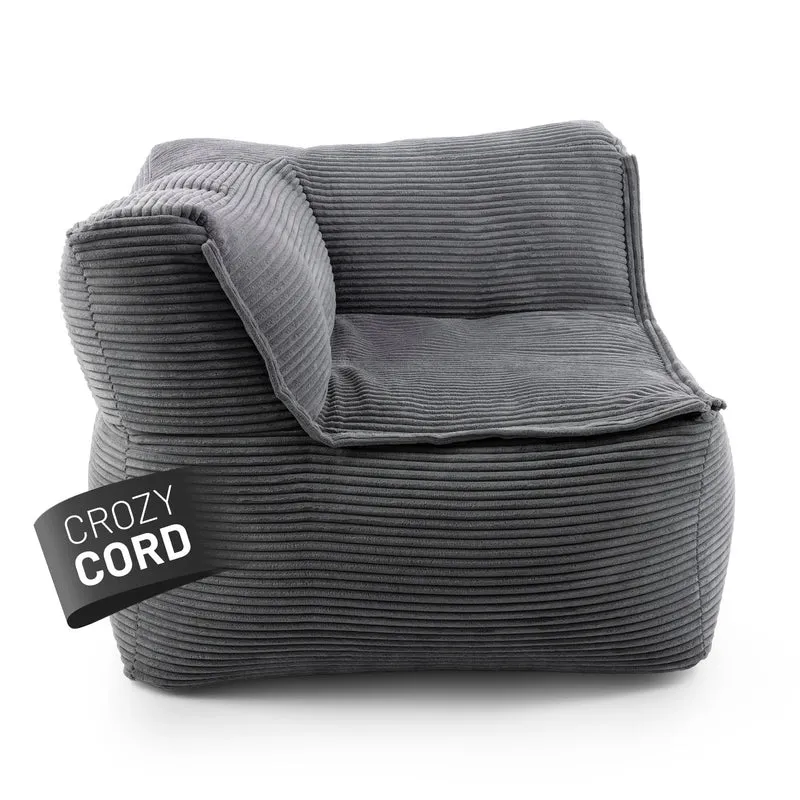 Modulares Eckteil links aus der LUMALAND Cord-Reihe - 340 L - 81 x 81 x 70 cm - Grau