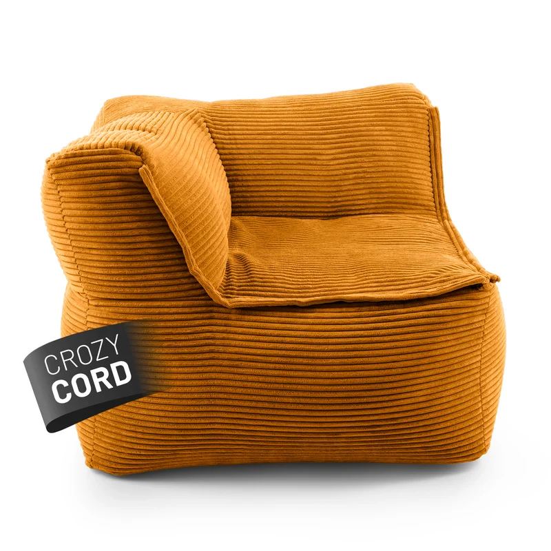 Modulares Eckteil links aus der LUMALAND Cord-Reihe - 340 L - 81 x 81 x 70 cm - Senfgelb